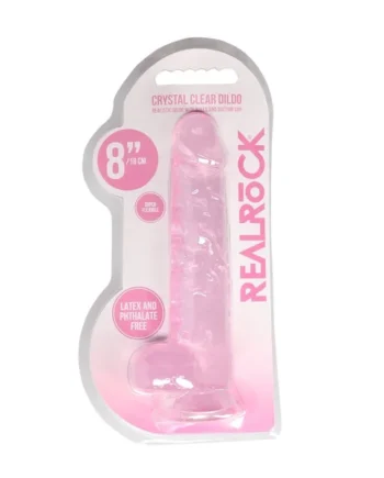 Real Rock Crystal Clear 8″ Realistic Dildo With Balls (Pink)