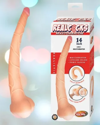 RealCocks Penis Masturbator 14" 3-in-1 - Light