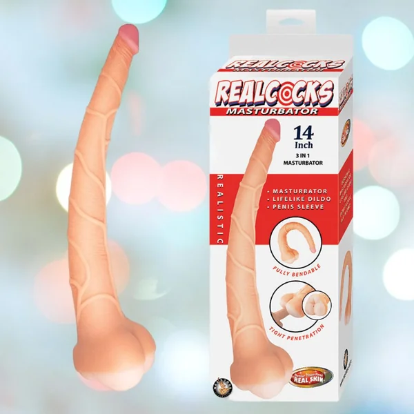 RealCocks Penis Masturbator 14" 3-in-1 - Light