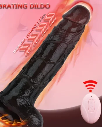 Realistic Black Dildo Thrusting Butt Plug - Remote Control Vibrating Anal Sex Toys for Women