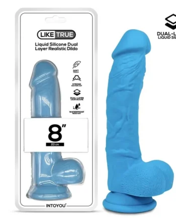 Realistic Dildo Liquid Silicone Dual Layer 8 Blue