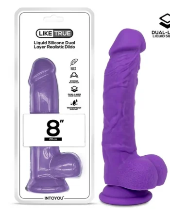 Realistic Dildo Liquid Silicone Dual Layer 8 Purple