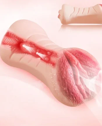 Realistic Pocket Pussy Male Masturbator - 2-in-1 Big Labia Vaginal Sex Oral Sucking Penis Massage