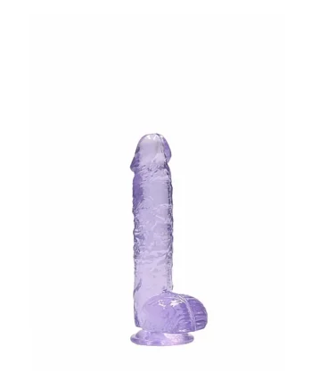REALROCK 6IN REALISTIC DILDO W/ BALLS CLEAR PURPLE