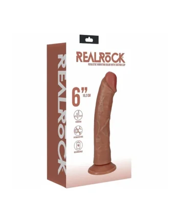 REALROCK 6IN VIBRATING COCK R/CURVE TAN