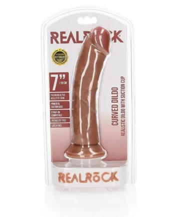 REALROCK 7IN REALISTIC DILDO CURVED TAN