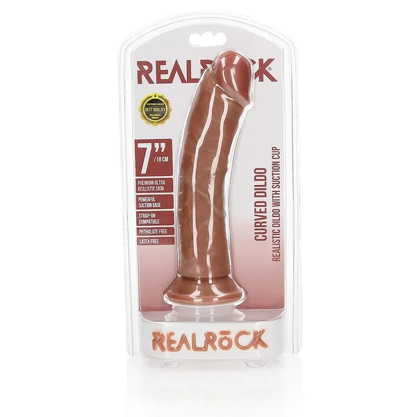 REALROCK 7IN REALISTIC DILDO CURVED TAN