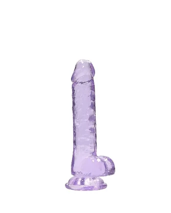 REALROCK 7IN REALISTIC DILDO W/ BALLS CLEAR PURPLE