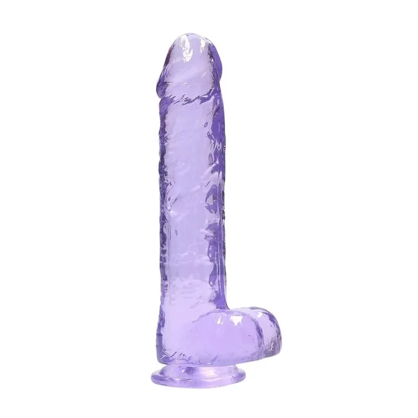 RealRock Crystal Clear Dildo with Balls 9in – Purple