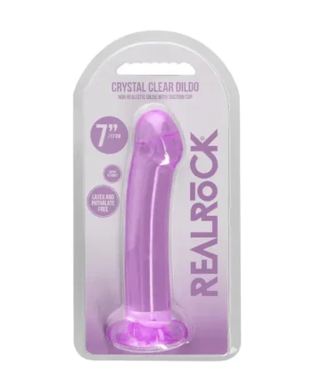 RealRock Crystal Clear Non-Realistic 7 in. Dildo With Suction Cup Purple