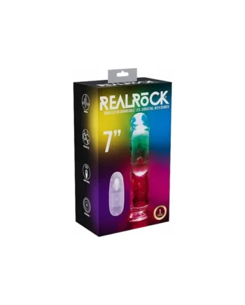 Realrock LED Remote Control Vibrating Dildo 7" by Shots
