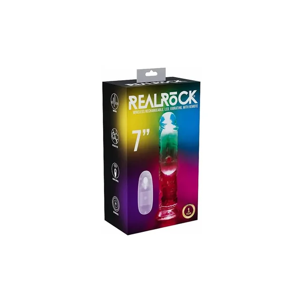 Realrock LED Remote Control Vibrating Dildo 7" by Shots