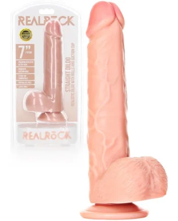 Realrock Straight Realistic Dildo with Balls 7" by Shots