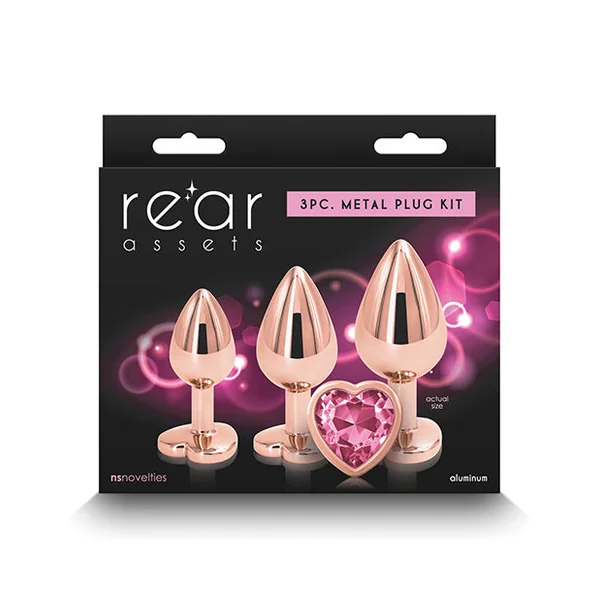 Rear Assets Pink Heart Gem Anal Trainer Kit - Rose Gold