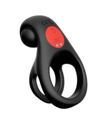 Red Dot Vibrating Cock Ring V2 With Remote - Black/red