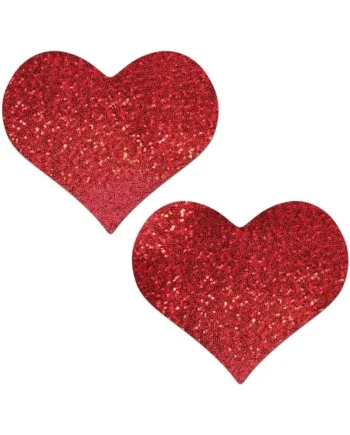 Red Glitter Heart Breast Covers