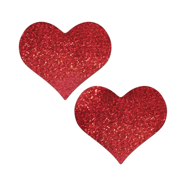 Red Glitter Heart Breast Covers