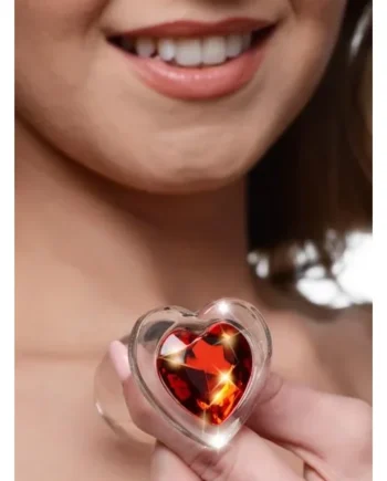 Red Heart Gem Glass Anal Plug – Large
