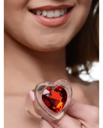 Red Heart Gem Glass Anal Plug – Medium