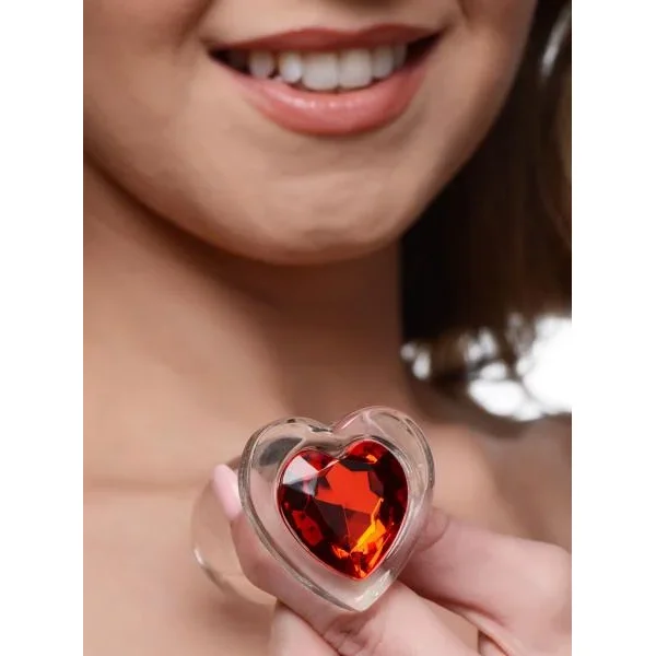 Red Heart Gem Glass Anal Plug – Medium