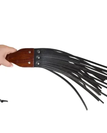 RED Leather and Wood Fringe Paddle