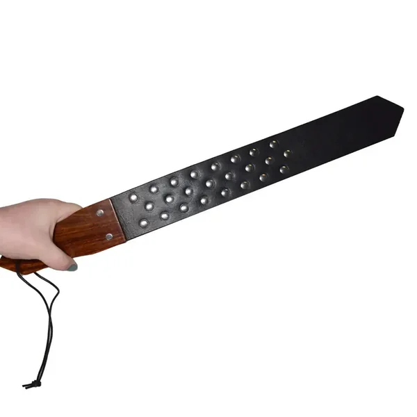 RED Leather and Wood Studded Paddle