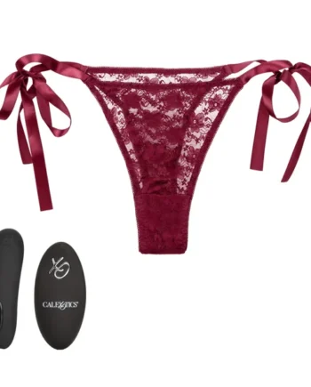 Remote Control Lace Thong Set - Burgundy