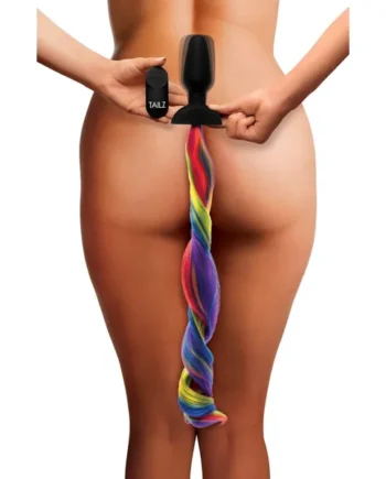 Remote Control Vibrating Rainbow Pony Tail Anal Plug