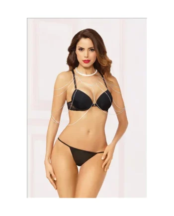 Rhinestone and Silver Draped Body Chain - One Size