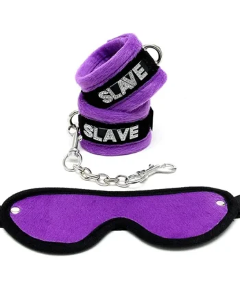 Rimba Bondage Play Handcuffs and Eyemask Purple