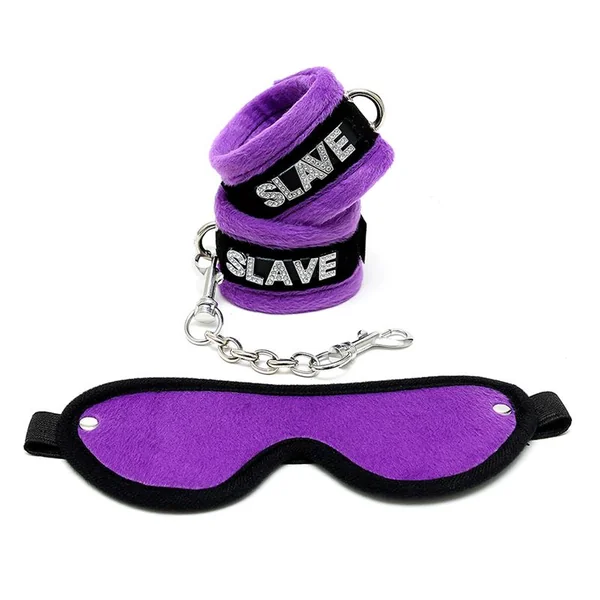 Rimba Bondage Play Handcuffs and Eyemask Purple