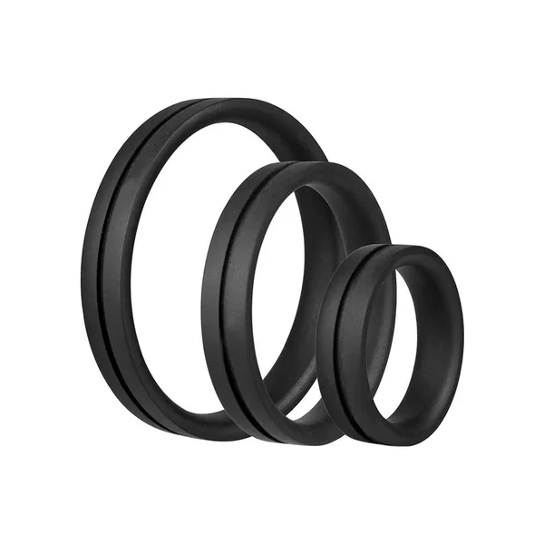 RingO Pro x3 Silicone Cock Rings Set Waterproof – Black (3 piece pack)