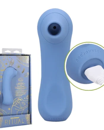Ritual Bliss Rechargeable Vibrating Orgasm Stimulator Clitoral Sucking Vibrator Blue