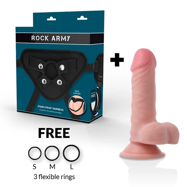 Rockarmy harness + dual density panzer realistic dildo 17cm