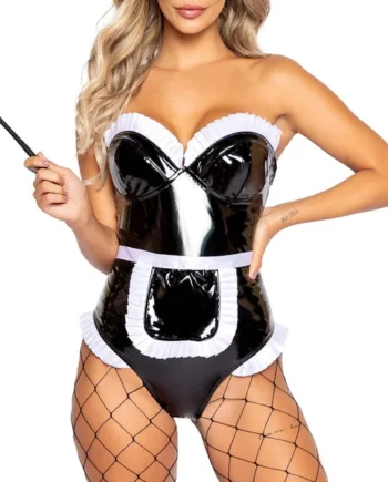 Roma Kinky Maid Vinyl Bodysuit Costume Set