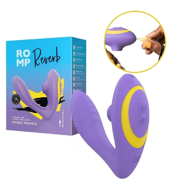 Romp Reverb Purple Rechargeable Vibrating G-Spot With Clitoral Suction Vibrator