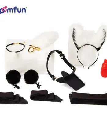 Roomfun®SM Slave bondage kit cuff eye mask neck collar Mouth ball gag Anal Plug nipple Clamp Dropping wax restraint
