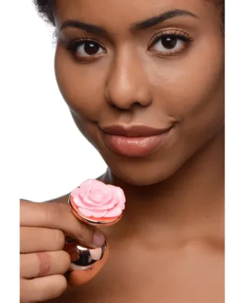 Rose Gold Anal Plug With Pink Flower – Large