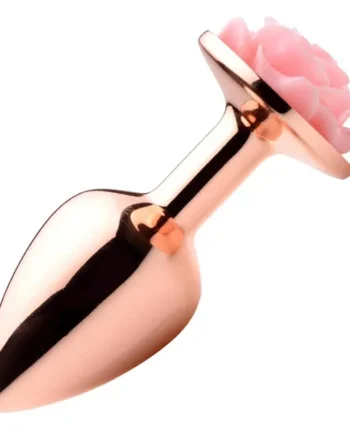 Rose Gold Anal Plug with Pink Flower – Small | Booty Sparks