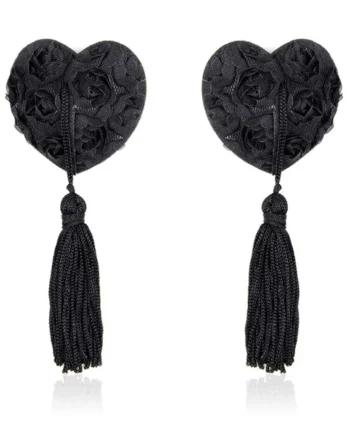 Rose Heart Nipple Covers Black