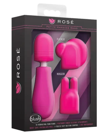 Rose Petite Pink 10 Function Vibrating Massage Wand Kit