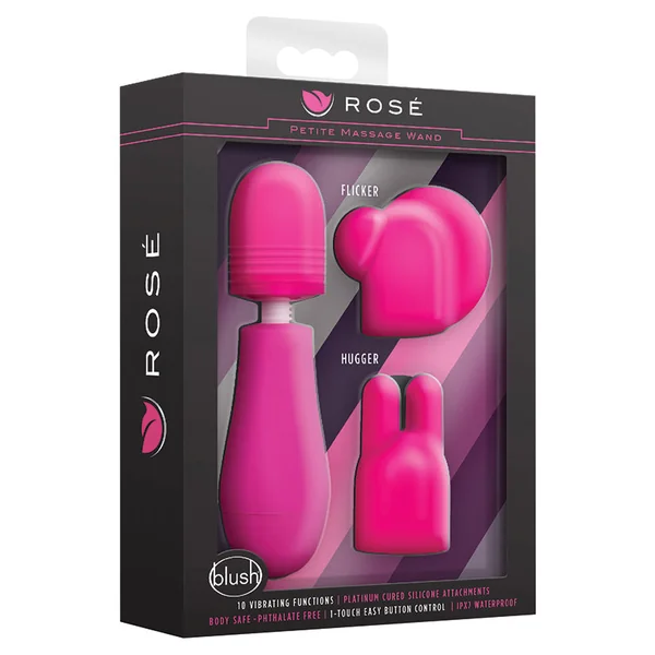 Rose Petite Pink 10 Function Vibrating Massage Wand Kit
