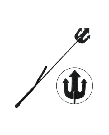 Rouge Leather Devil Riding Crop, Black