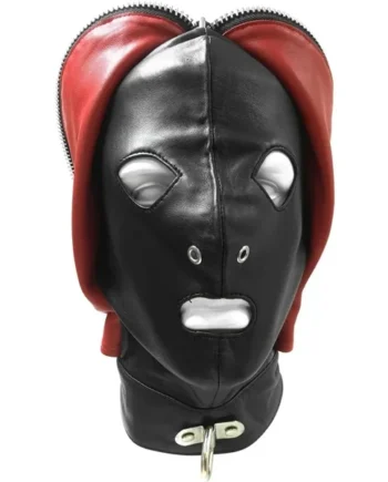 Rouge Leather Fly Trap Mask Adjustable Black And Red