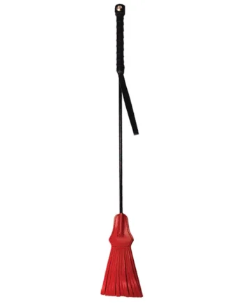 Rouge Leather Tasselled Riding Crop - Red