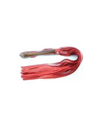 Rouge Wooden Handle Leather Flogger, Red
