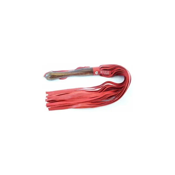 Rouge Wooden Handle Leather Flogger, Red