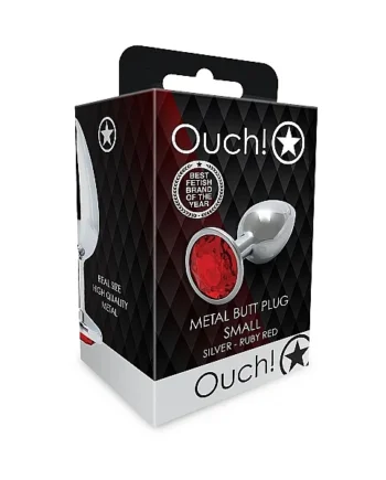 ROUND GEM BUTT PLUG SMALL SILVER RUBY RED