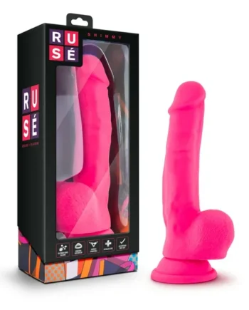 Ruse Shimmy Colorful Silicone Dildo with Balls & Suction Cup