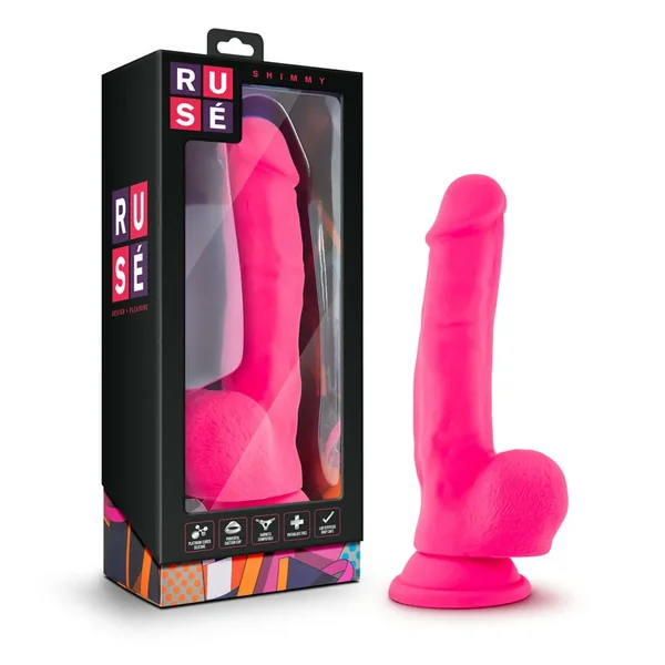 Ruse Shimmy Colorful Silicone Dildo with Balls & Suction Cup